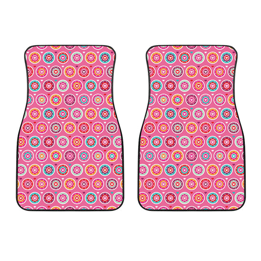 Pink Girly Flower Pattern Print Front Car Floor Mats