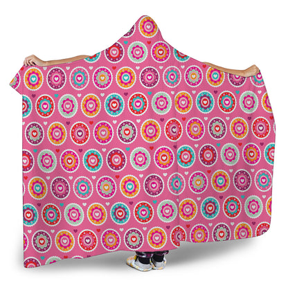 Pink Girly Flower Pattern Print Hooded Blanket