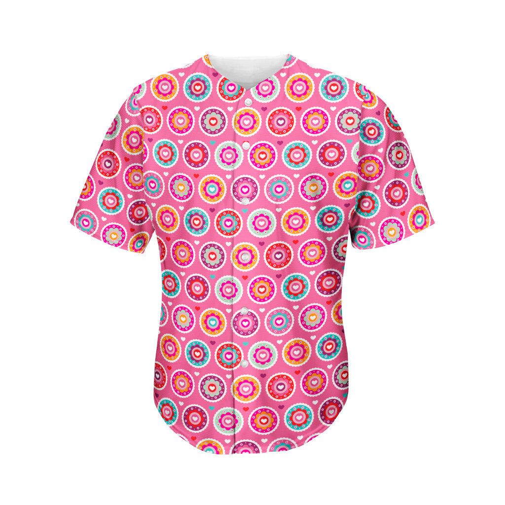 Pink Girly Flower Pattern Print Men's Baseball Jersey
