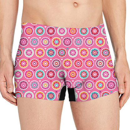 Pink Girly Flower Pattern Print Men's Boxer Briefs