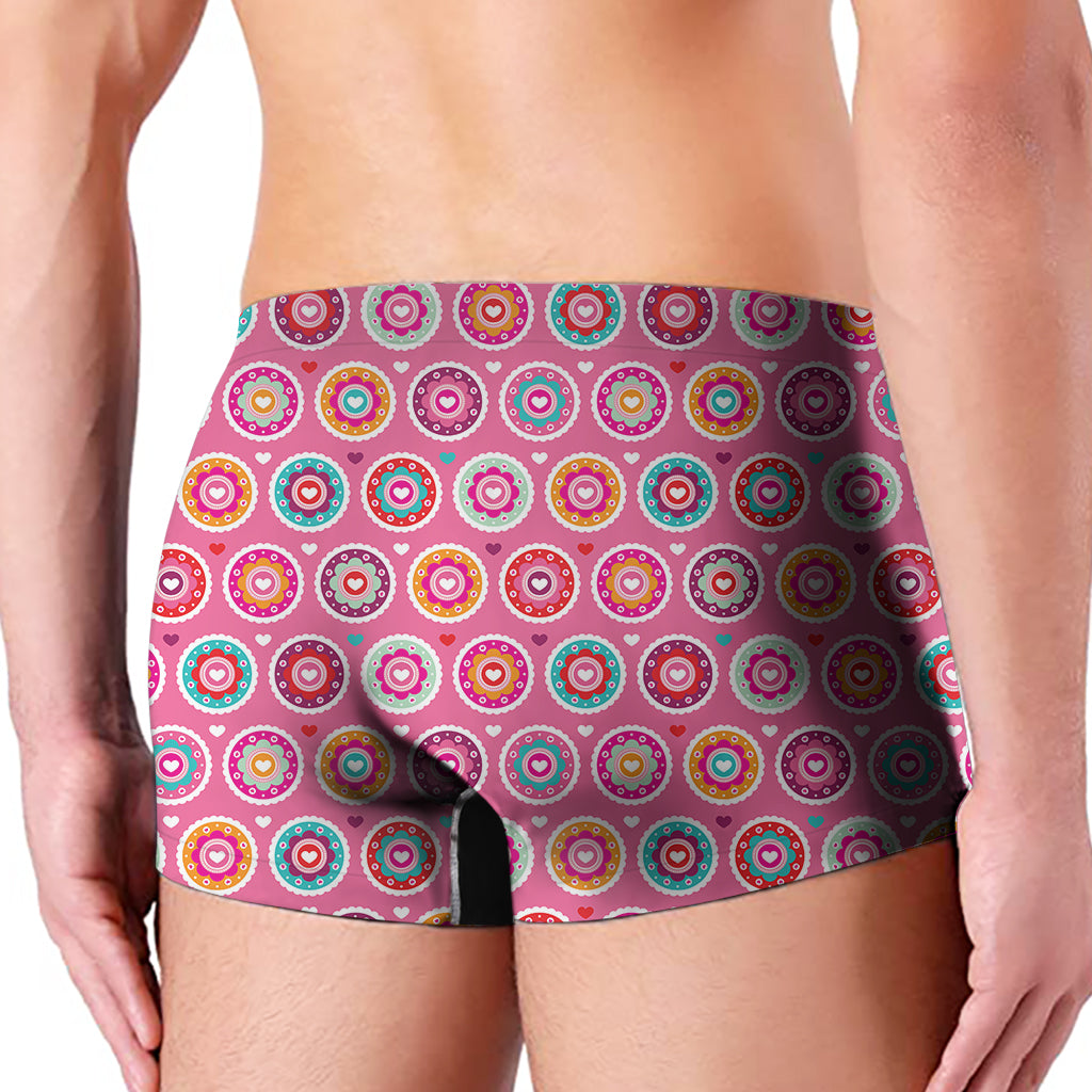Pink Girly Flower Pattern Print Men's Boxer Briefs