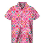 Pink Girly Flower Pattern Print Men's Short Sleeve Shirt