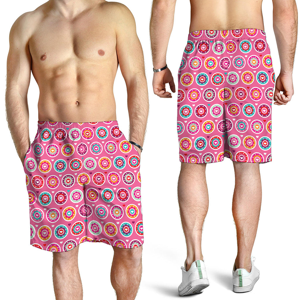 Pink Girly Flower Pattern Print Men's Shorts