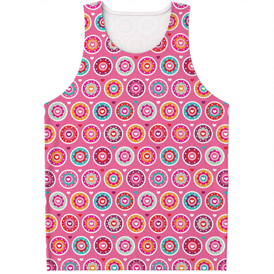 Pink Girly Flower Pattern Print Men's Tank Top