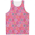 Pink Girly Flower Pattern Print Men's Tank Top
