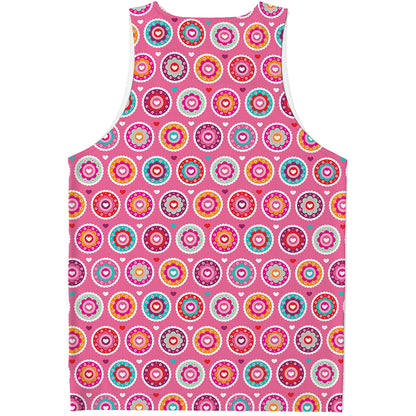 Pink Girly Flower Pattern Print Men's Tank Top