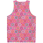 Pink Girly Flower Pattern Print Men's Tank Top