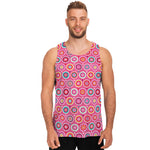 Pink Girly Flower Pattern Print Men's Tank Top