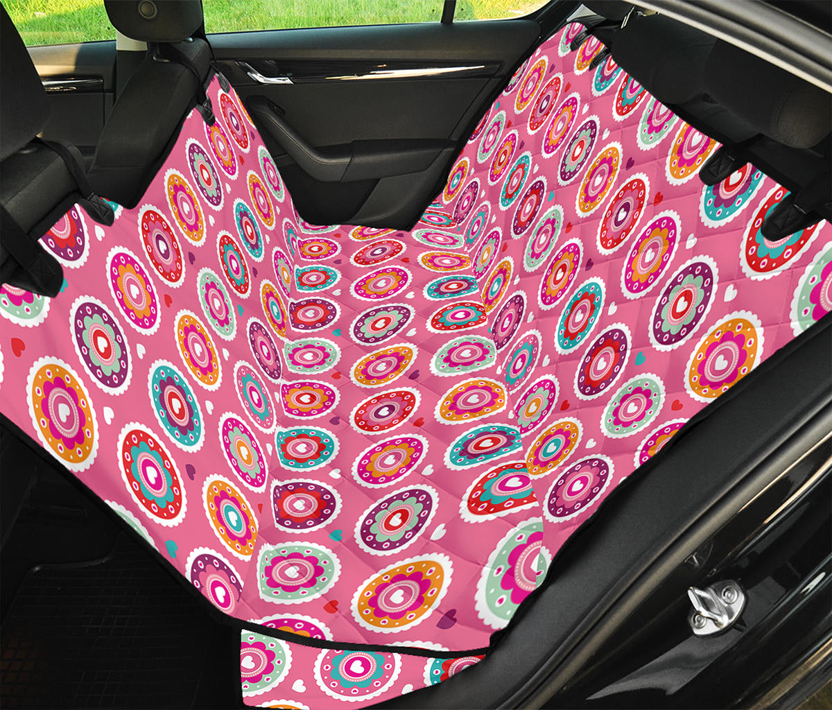 Pink Girly Flower Pattern Print Pet Car Back Seat Cover