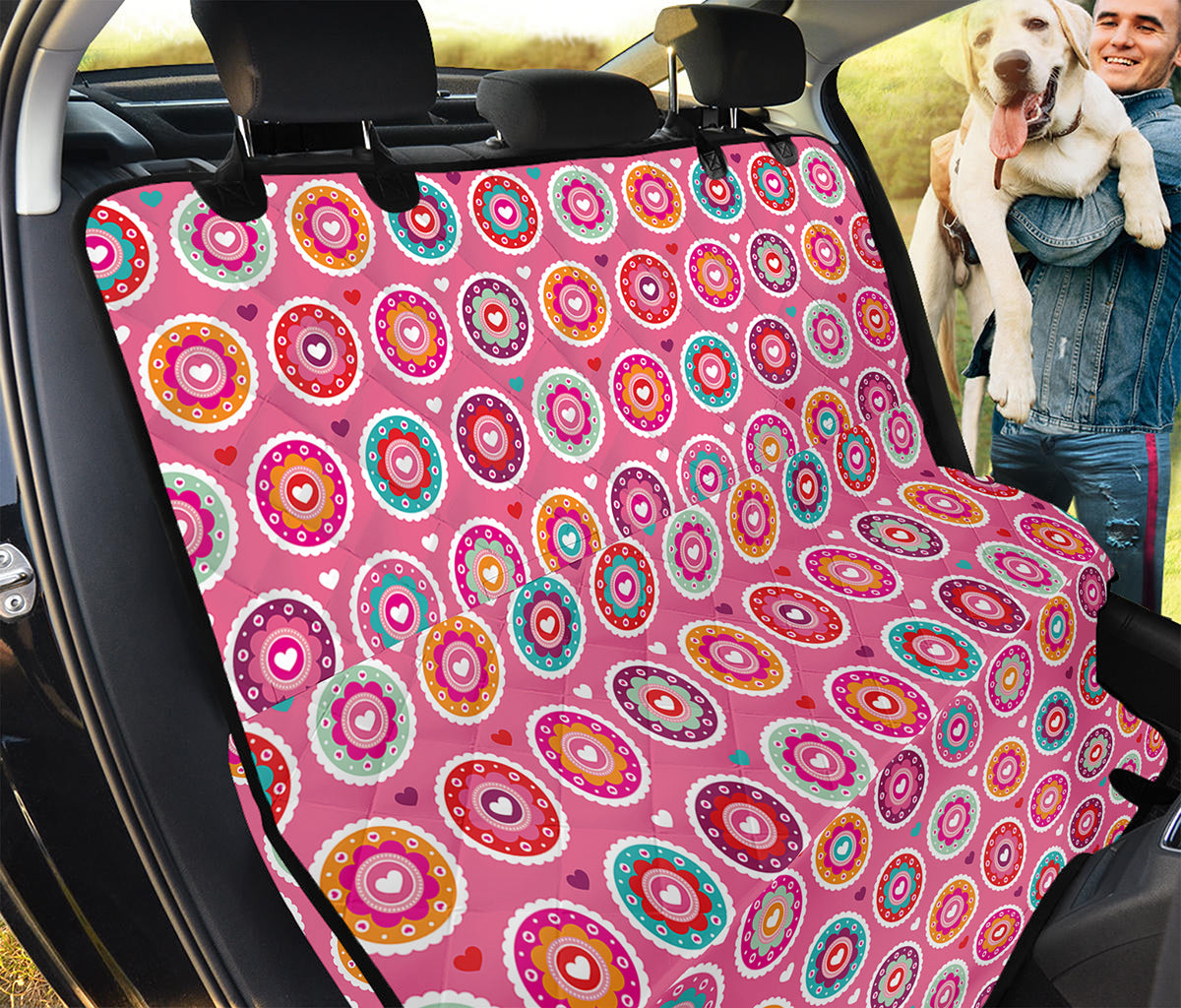 Pink Girly Flower Pattern Print Pet Car Back Seat Cover