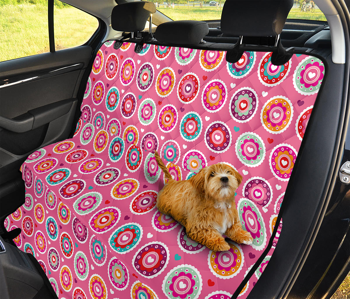 Pink Girly Flower Pattern Print Pet Car Back Seat Cover