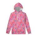 Pink Girly Flower Pattern Print Pullover Hoodie