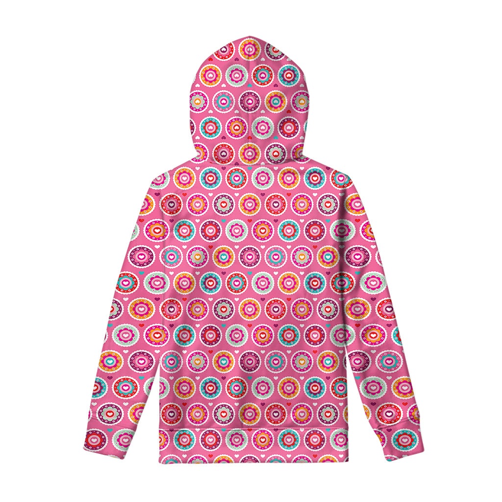 Pink Girly Flower Pattern Print Pullover Hoodie