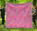 Pink Girly Flower Pattern Print Quilt