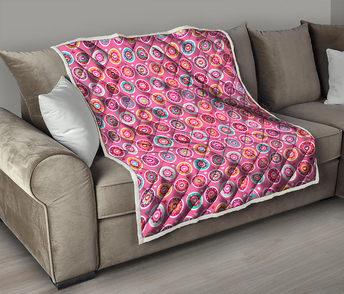 Pink Girly Flower Pattern Print Quilt