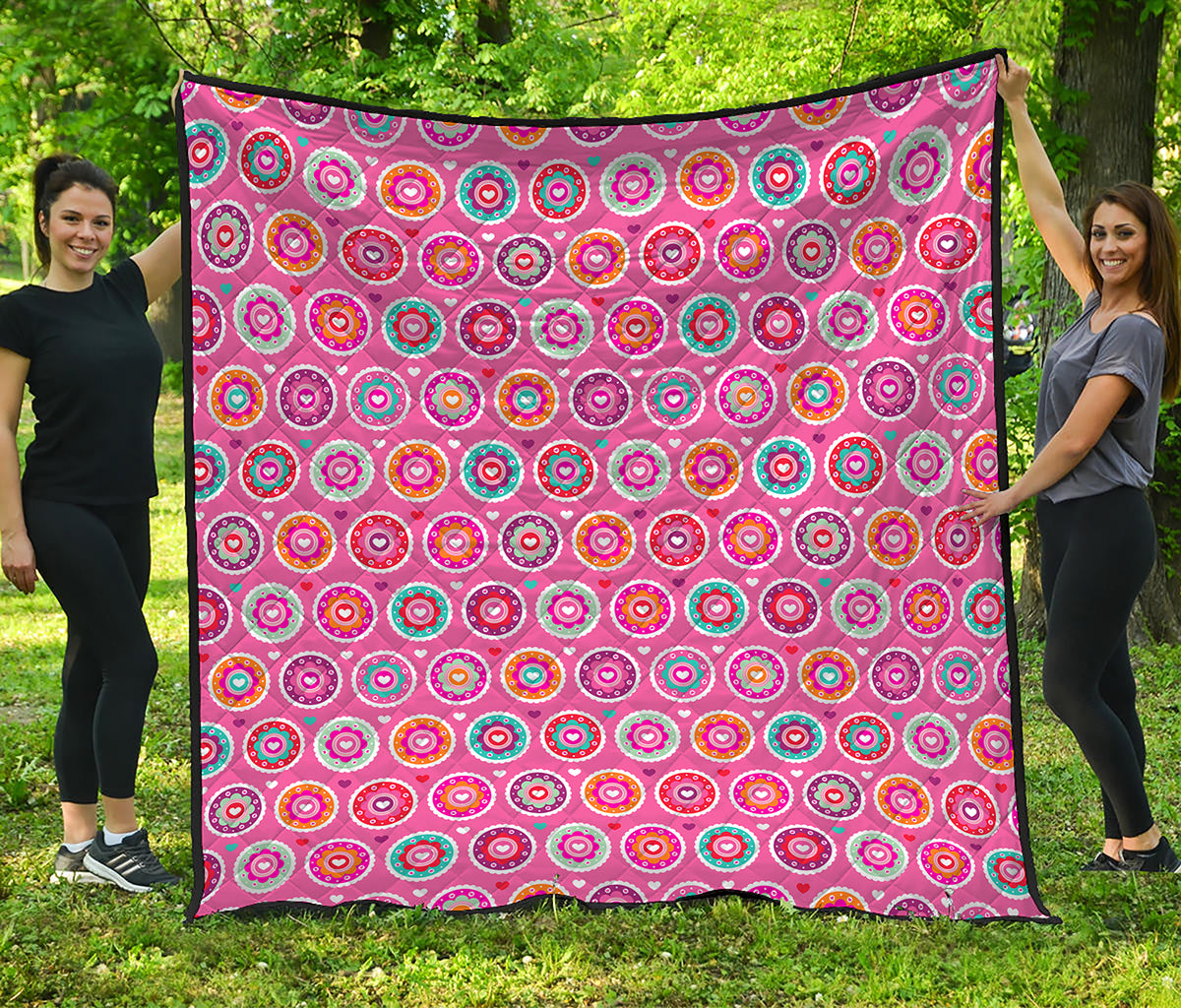 Pink Girly Flower Pattern Print Quilt