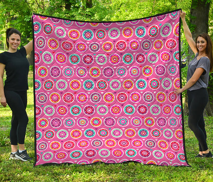Pink Girly Flower Pattern Print Quilt