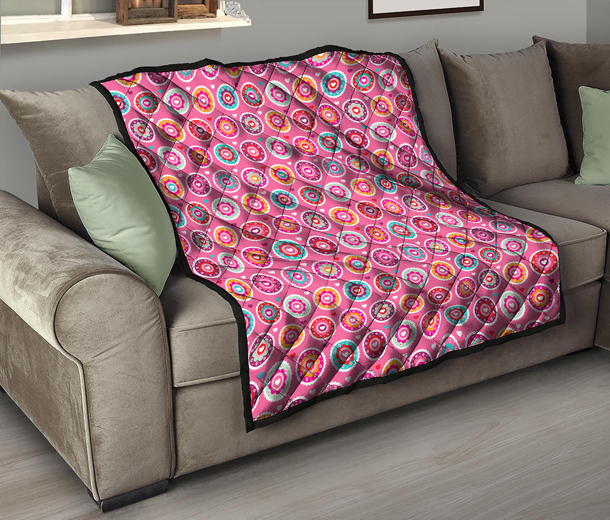 Pink Girly Flower Pattern Print Quilt