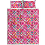 Pink Girly Flower Pattern Print Quilt Bed Set