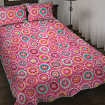 Pink Girly Flower Pattern Print Quilt Bed Set