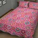 Pink Girly Flower Pattern Print Quilt Bed Set