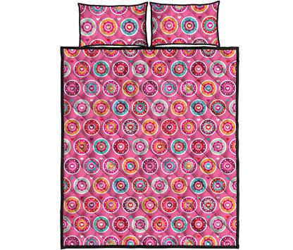 Pink Girly Flower Pattern Print Quilt Bed Set