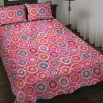 Pink Girly Flower Pattern Print Quilt Bed Set