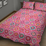 Pink Girly Flower Pattern Print Quilt Bed Set