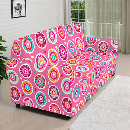 Pink Girly Flower Pattern Print Sofa Cover