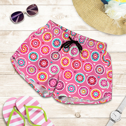 Pink Girly Flower Pattern Print Women's Shorts