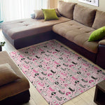 Pink Girly Mermaid Pattern Print Area Rug