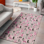 Pink Girly Mermaid Pattern Print Area Rug