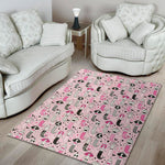 Pink Girly Mermaid Pattern Print Area Rug