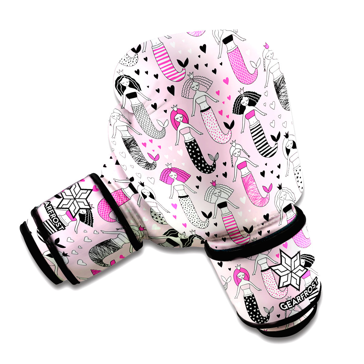 Pink Girly Mermaid Pattern Print Boxing Gloves