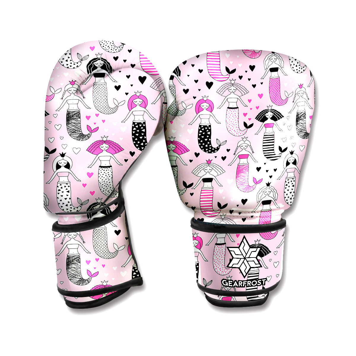 Pink Girly Mermaid Pattern Print Boxing Gloves