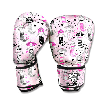 Pink Girly Mermaid Pattern Print Boxing Gloves