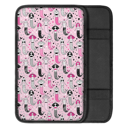 Pink Girly Mermaid Pattern Print Car Center Console Cover