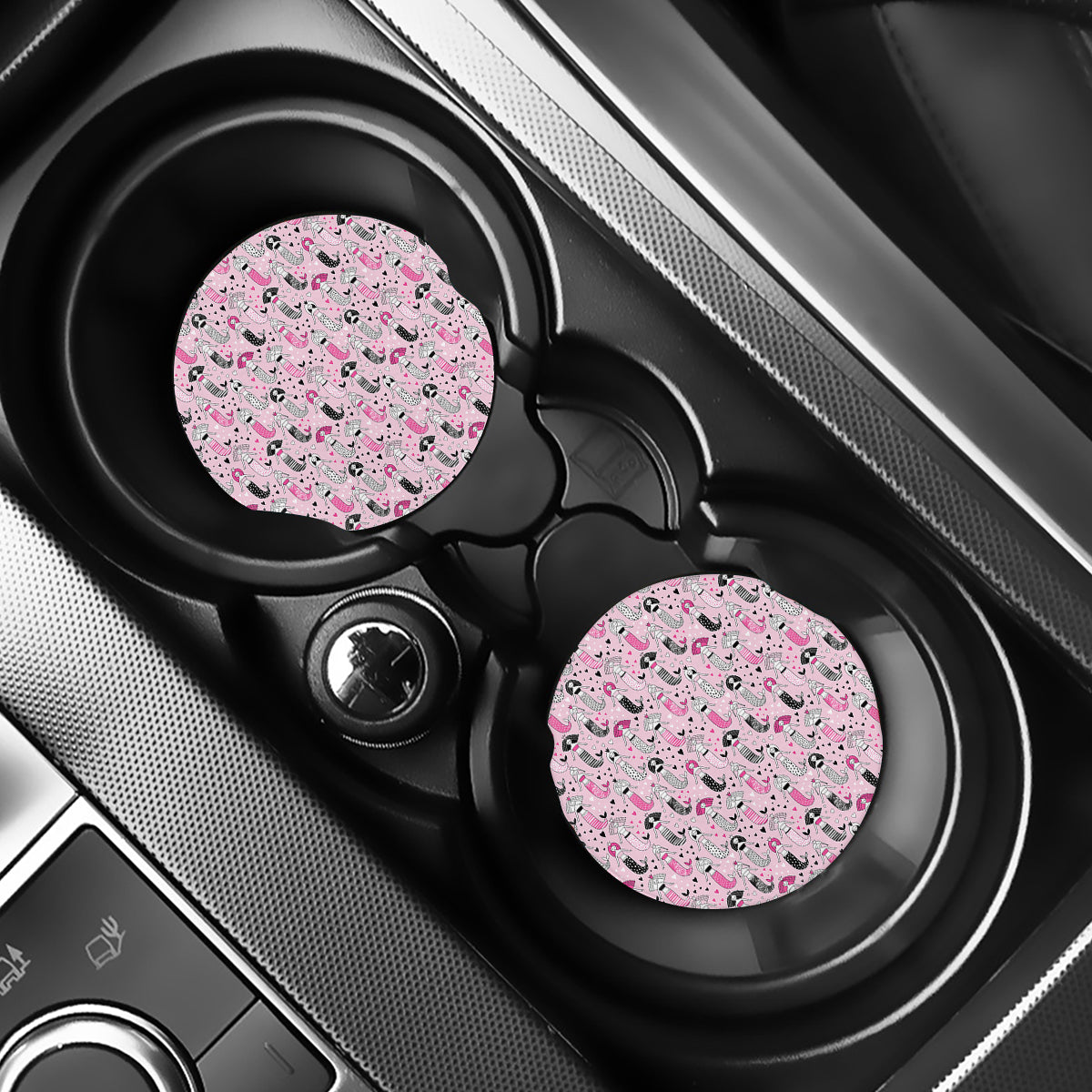Pink Girly Mermaid Pattern Print Car Coasters