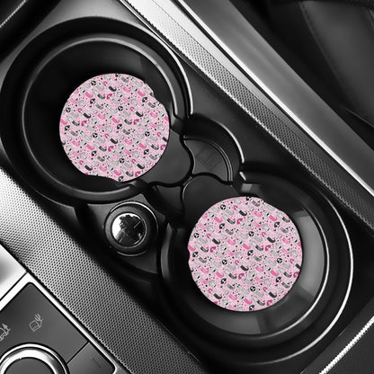 Pink Girly Mermaid Pattern Print Car Coasters