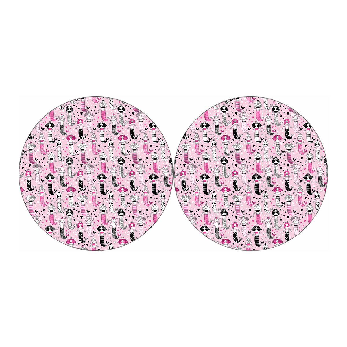 Pink Girly Mermaid Pattern Print Car Coasters