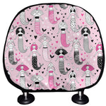 Pink Girly Mermaid Pattern Print Car Headrest Covers