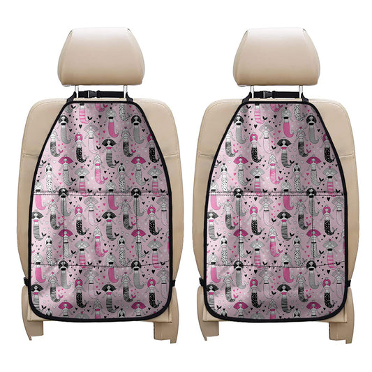 Pink Girly Mermaid Pattern Print Car Seat Organizers