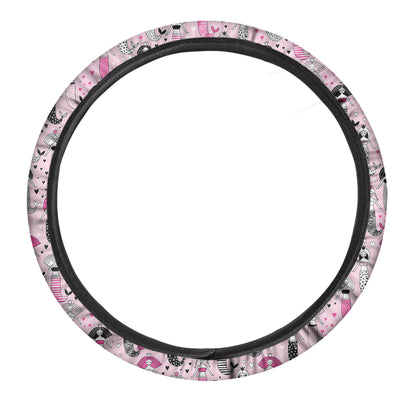 Pink Girly Mermaid Pattern Print Car Steering Wheel Cover