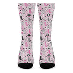 Pink Girly Mermaid Pattern Print Crew Socks