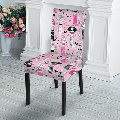 Pink Girly Mermaid Pattern Print Dining Chair Slipcover