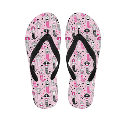 Pink Girly Mermaid Pattern Print Flip Flops