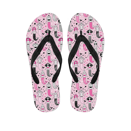 Pink Girly Mermaid Pattern Print Flip Flops
