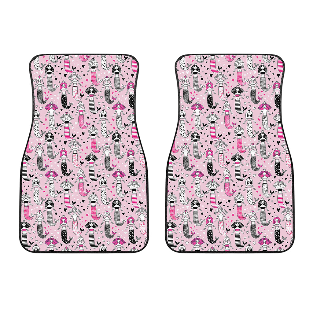 Pink Girly Mermaid Pattern Print Front Car Floor Mats