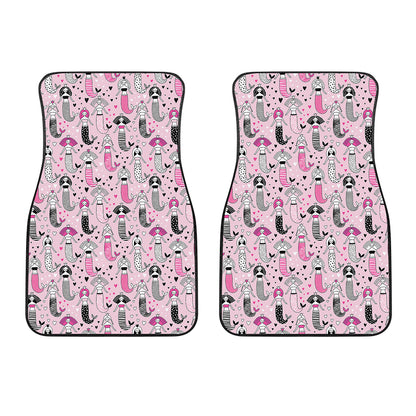 Pink Girly Mermaid Pattern Print Front Car Floor Mats