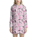 Pink Girly Mermaid Pattern Print Pullover Hoodie Dress